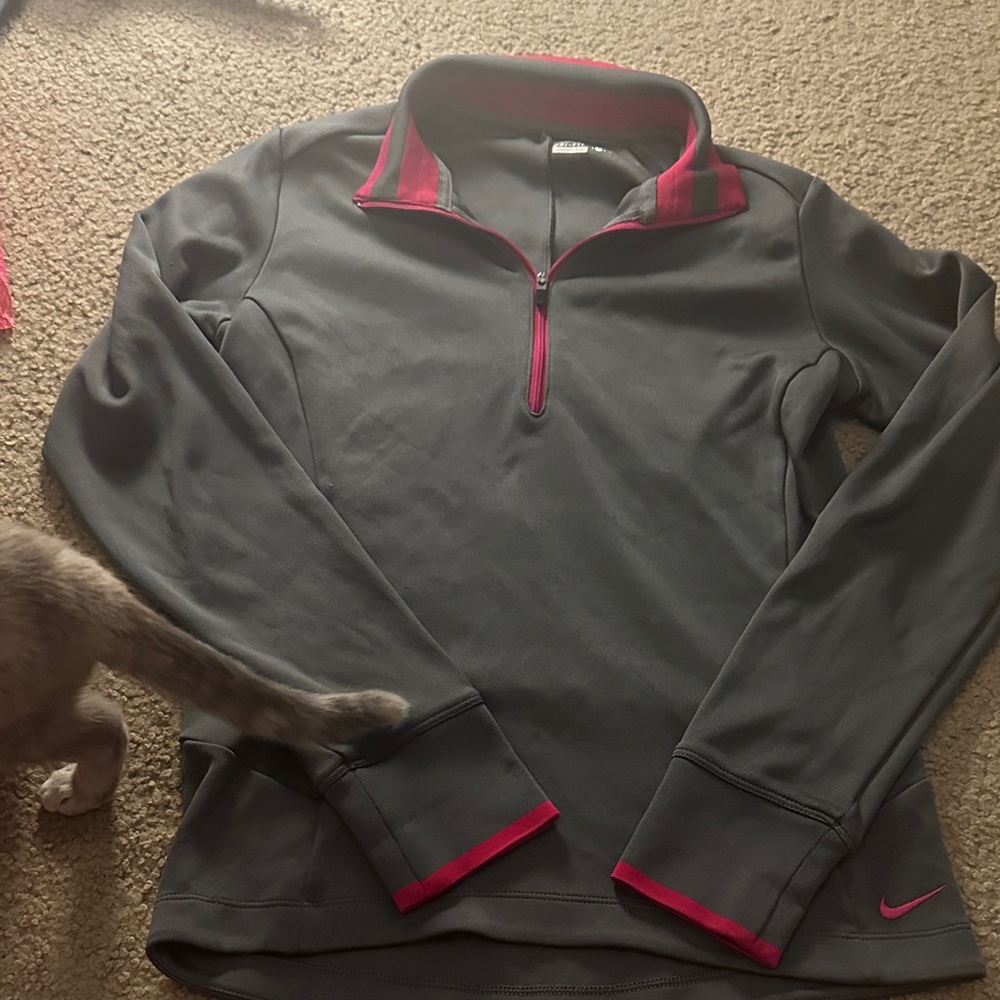 Nike Charcoal and Fuchsia Quarter-Zip Top